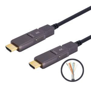 Armored HDMI 2.0 Micro HDMI (Type D) to Micro HDMI (Type D) 10m (33ft) Active Optical Cable, 4K@60Hz, 18Gbps, Industrial Grade