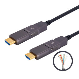 Armored HDMI 2.0 Micro HDMI (Type D) to Micro HDMI (Type D) 10m (33ft) Active Optical Cable, 4K@60Hz, 18Gbps, Industrial Grade