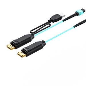 DisplayPort 2.1 MPO Pure Fiber Cable 10M(33ft), 80Gbps (UHBR20), Pure Fiber Construction, MPO Connector