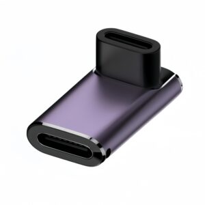 USB4 40Gbps Type-C Female to Female 90° Vertical-Angle Adapter with LED, 240W PD, 8K Video, Aluminum Housing, for Laptop, Dock & Gaming Setup