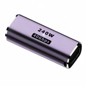 USB4 40Gbps Type-C Female to Female Straight Adapter with LED, 240W PD, 8K Video, Aluminum Housing, for Laptop, Dock & Gaming Setup