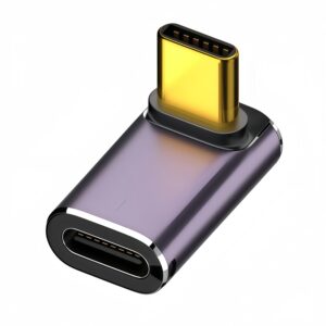 USB4 40Gbps Type-C Male to Female 90° Vertical-Angle Adapter with LED, 240W PD, 8K Video, Aluminum Housing, for Laptop, Dock & Gaming Setup