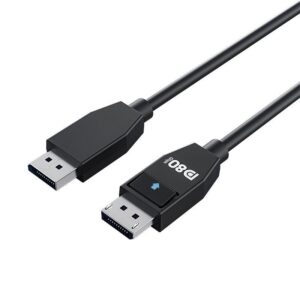 DisplayPort 2.1 Male to Male Cable 0.5M(1.64ft), 80Gbps (UHBR20), Silver-Plated Copper, Aluminum Housing, Without Barb