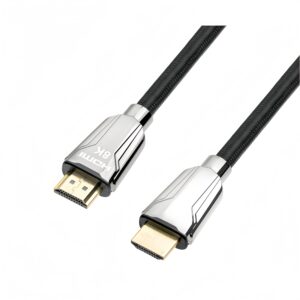 HDMI 2.1 AM to AM Passive Copper Cable 0.5M(1.64ft), 48Gbps, 8K@60Hz, Zinc Alloy Housing(Silver) for Professional AV, Broadcast & High-End Home Theater Applications