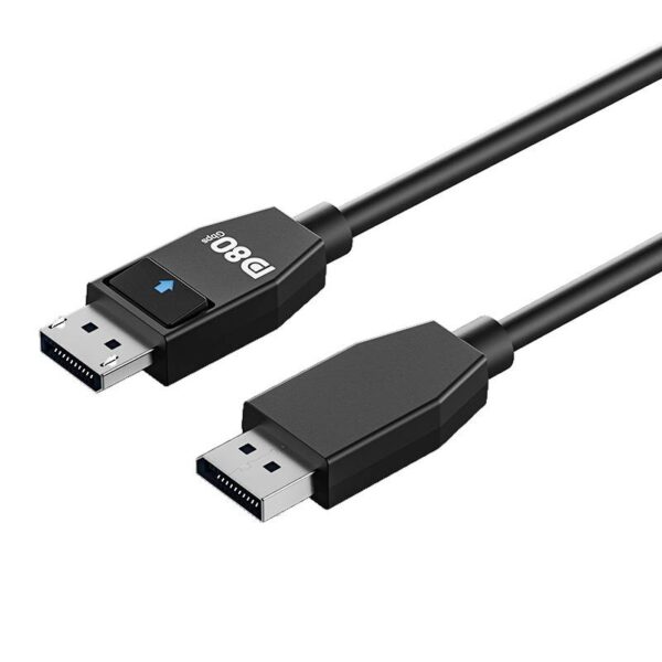 DisplayPort 2.1 Male to Male Cable 0.5M(1.64ft), 80Gbps (UHBR20), Silver-Plated Copper, Aluminum Housing, Without Barb