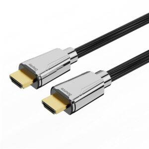 HDMI 2.1 AM to AM Passive Copper Cable 0.5M(1.64ft), 48Gbps, 8K@60Hz, Zinc Alloy Housing(Silver) for Professional AV, Broadcast & High-End Home Theater Applications