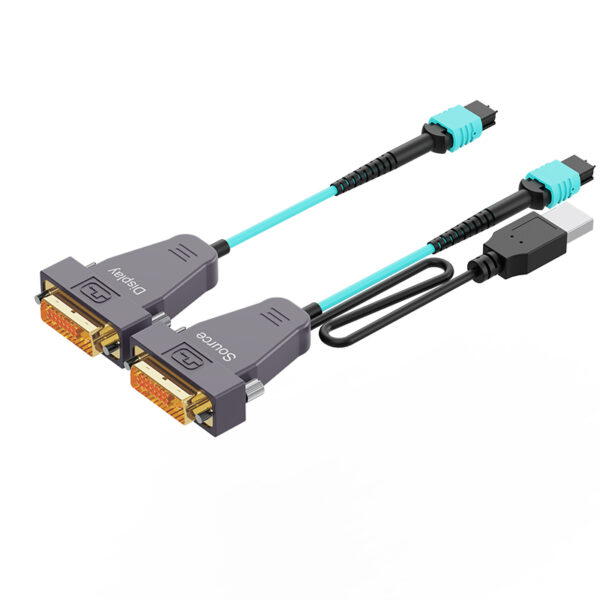 DVI-D Single-Link Male to Male 10M(33ft) OM3/OM4 Pure Fiber Optic Cable, 10.2Gbps, 1080P, MPO Interface
