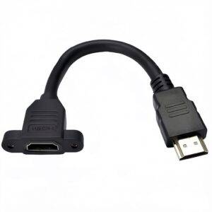 HDMI 2.0 AM to AF Passive Copper Cable with Locking Nut 0.5M(1.64ft), 4K@60Hz, for Panel-Mount & Professional AV Applications