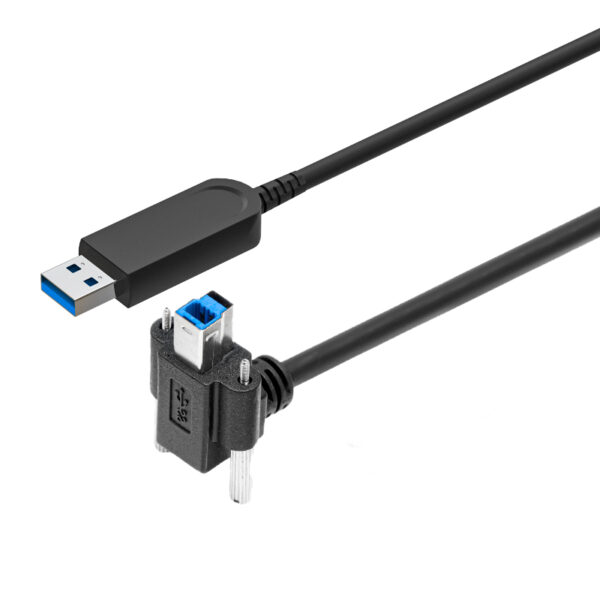 90° USB3.2 Gen 1 AM to BM Active Optical Cable With Screw - 10m (Backward Compatible USB 2.0&1.1)