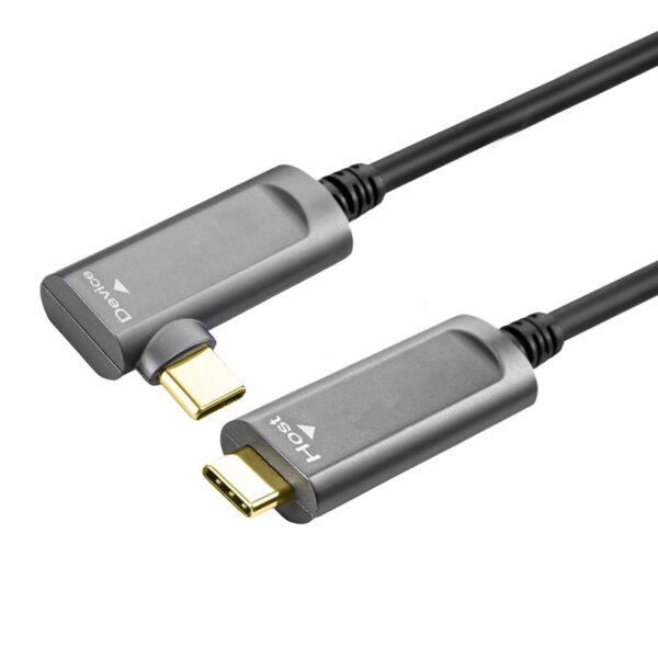 USB 3.2 Gen 2x1 90° Type C-C Active Optical Cable - 15M(Backward Compatible USB 2.0&1.1)
