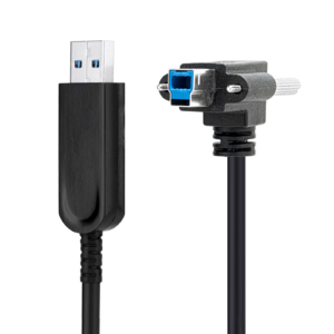 90° USB3.2 Gen 1 AM to BM Active Optical Cable With Screw - 10m (Backward Compatible USB 2.0&1.1)